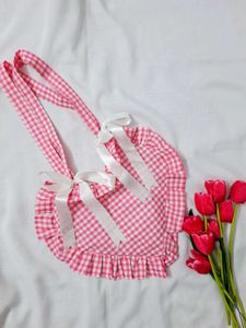 Cute Pink Gingham Coquette bow Bag