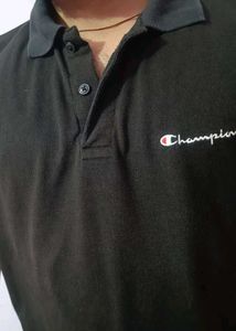 Champion Black Polo Shirt - Size Medium