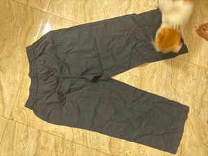 Black Straight Pants With Crochet Lace