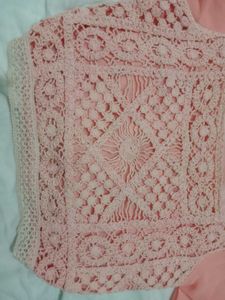 Peach Crochet Backless Dress