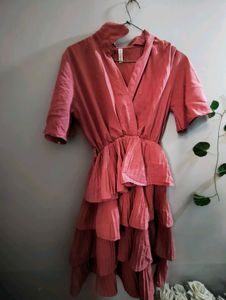 Layered Shirt Collar Flared Sleeve Fit &amp; Flare Dre