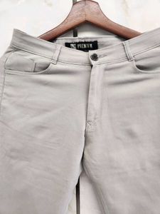grey cotton mid waist trouser