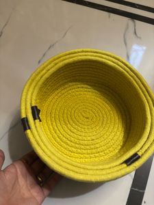 Yellow Woven Storage Basket