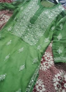 Green Mirror Work Kurti