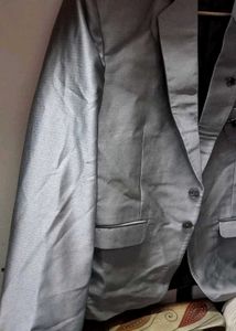 Gray Blazer with Lapel Pin