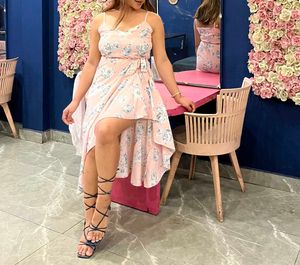 Floral Print High-Low Wrap Dress