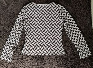 Printed Beige Long Sleeve Top
