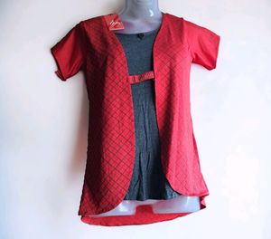 High Low Checked Tops For Girls