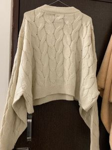 Cream Knit Cropped Sweater