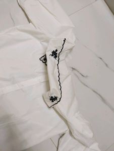 Embroidered Collar White Shirt