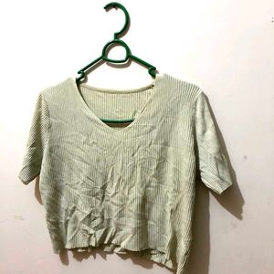 V-neck Striped Crop Top