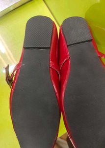 Red Marry Jane Flats