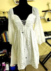 White Eyelet Mini Dress