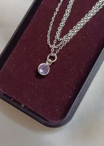 Original Silver Dainty Necklace With Amethyst