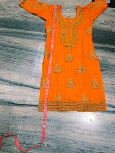 Cotton Salwar Suit With Jari Ki Kadai  Colour Oran