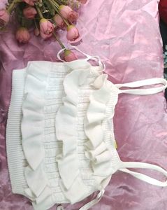 White Ruffle Knit Tank Top