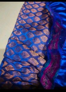 Embroidered Blue Silk Blend Ethnic Skirt New , Tag