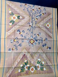 Floral Hand Painted Cotton Saree