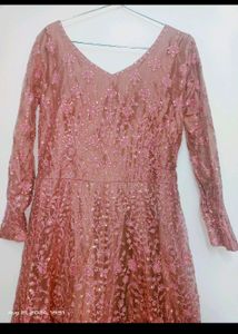 Elegant Rose Gold Anarkali Gown