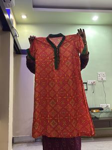 Red Printed Kurta