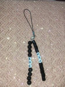 Custom Beaded Phone Charm - "MOU" & "SHY"