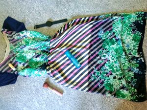 FLORAL DEEP BLUE & SEA GREEN COMBINED DRESS