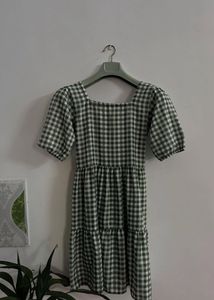 Green Gingham Tie Waist Dress/ cottagecore dress