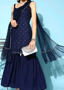 Elegant Navy Blue Kurta Set (without duppata)
