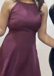 Wine Red Hot Mini Back Cross Dress♨️
