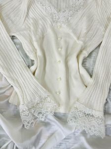 Lace Trim Knit Cardigan