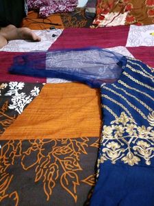 Elegant Blue &amp; Gold Anarkali