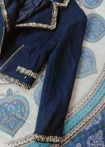 Chic Navy Blue Moto Jacket