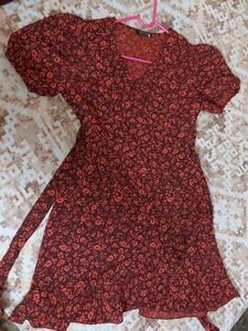 Tokyo Talkies Women Wrap Brown Orange Dress