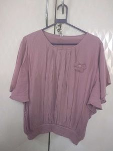 Mauve Flowy Blouse with Floral Detail