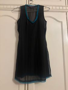 Be: Chic Black Kurta with Blue Trim