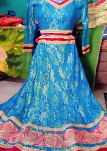 Elegant Blue Floral Anarkali