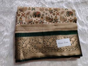Peacock And Elephant Rim Zim Saree