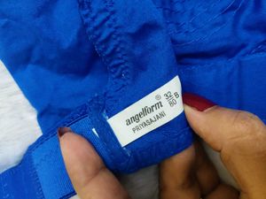 Non-padded blue cotton bra