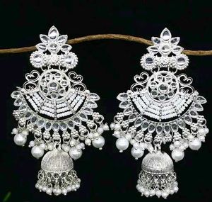 Elegant Silver Jhumka Earrings