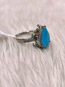 Blue Stone Ring 925 Silver Sterling