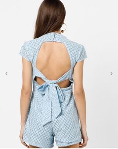 Playsuit With Back Cut Out And Tie Up