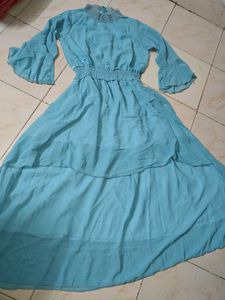Aqua Chiffon Layered Dress