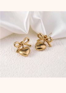 Gold Heart & Bow Earrings