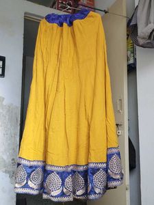 Yellow &amp; Blue Embroidered Lehenga Set