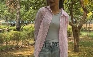 Pink Striped Oversized Shirt