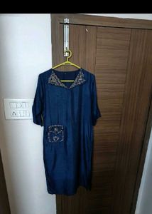 Embroidered Denim Tunic Dress