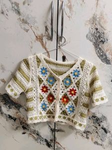 Handmade Crochet Flower Cardigan