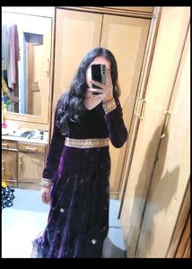 wine Purple Velvet Lehenga Choli