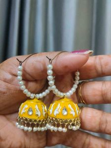 Yellow Jhumka Earrings