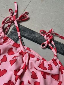 Pink Heart Print Maxi Dress